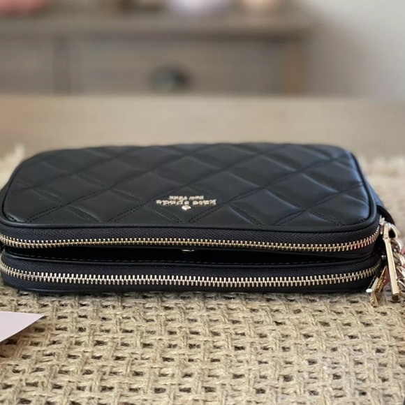 Kate Spade New York Natalia Quilted Smooth Leather Double zip Crossbody - Picture 6 of 8